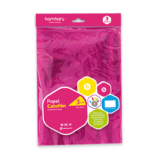 PLASTICO CELOFAN SET (3) 122-0145/600 FUCSIA BAMBARY