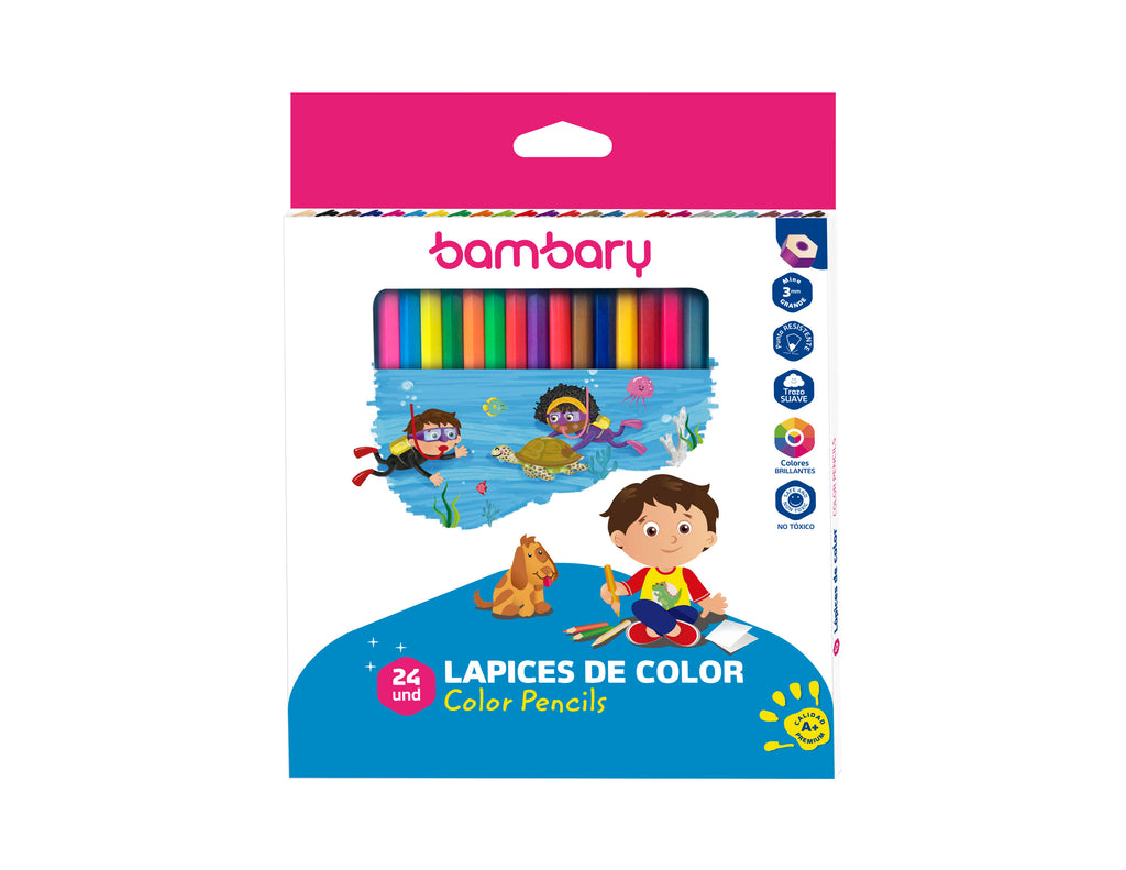 LAPICES DE COLORES (24) HEXAGONAL 205-1505/101 BAMBARY