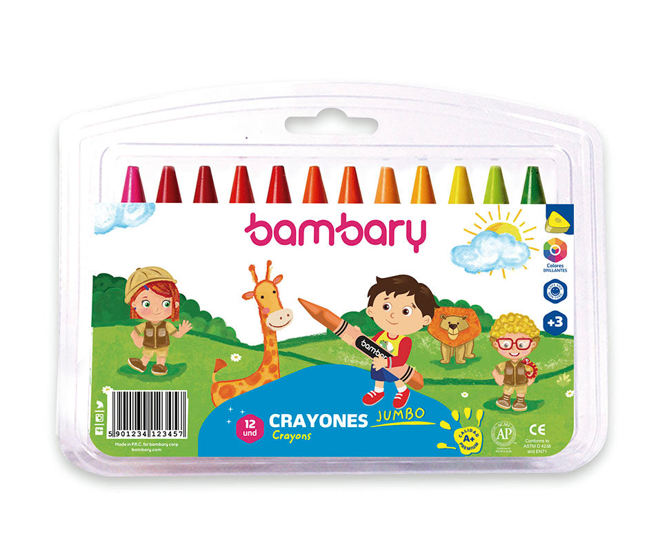 CRAYONES (12) TRIANGULAR JUMBO 205-2020/203 BAMBARY