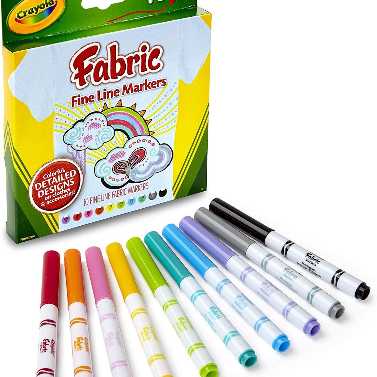 Crayola- Estucha 10 Rotuladores para Tela 14x13, Multicolor (58-8633) ,  color/modelo surtido