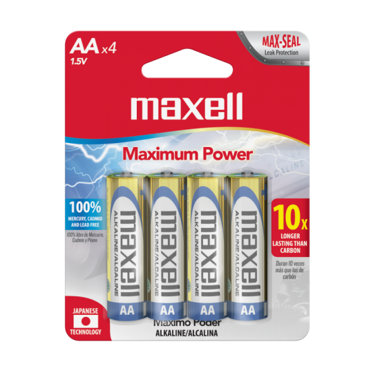 MAXELL BATERIA ALCALINA AA (EMPAQUE DE 4)