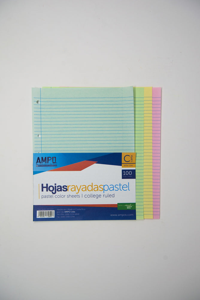 HOJAS RAYADAS CON HUECO CARTA PASTEL  AMPO